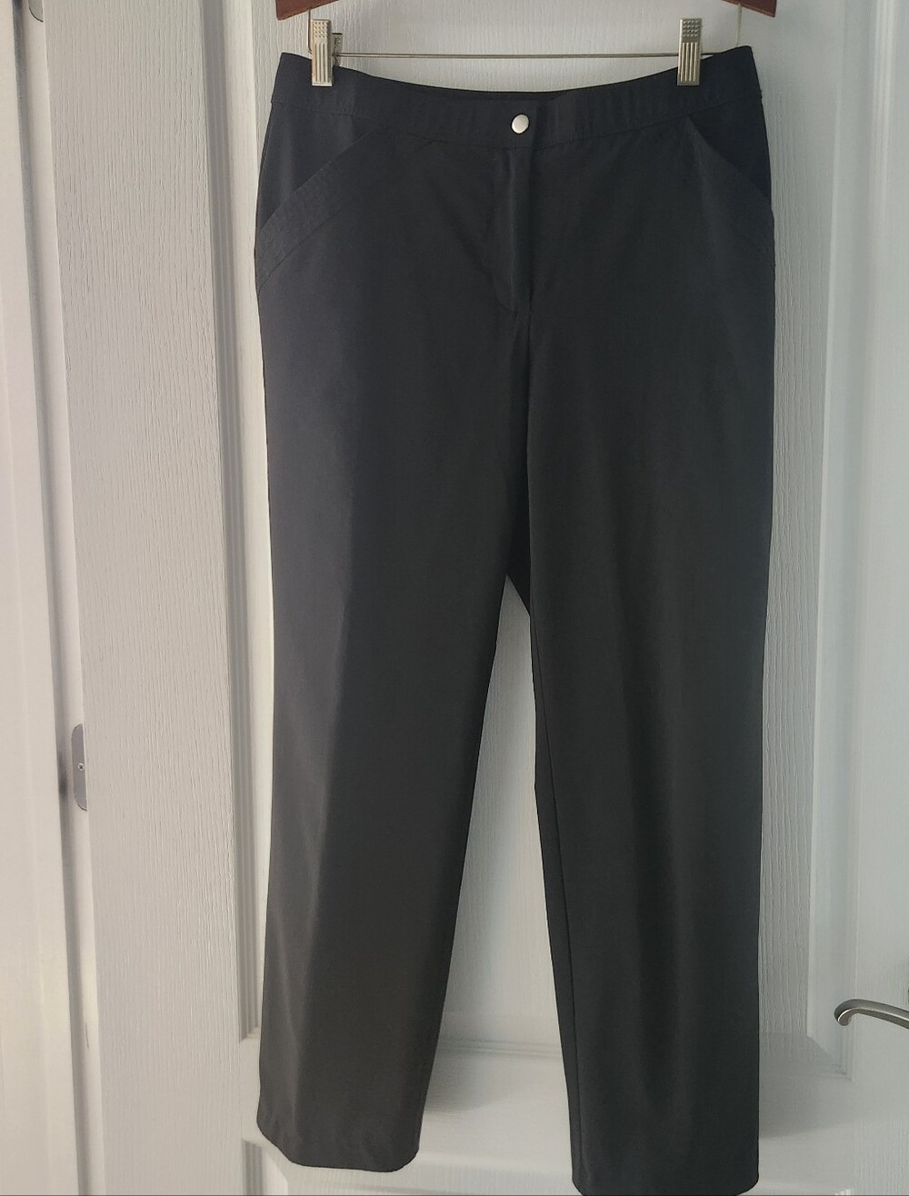 Chico's Black Straight-Leg Pull-On Trousers